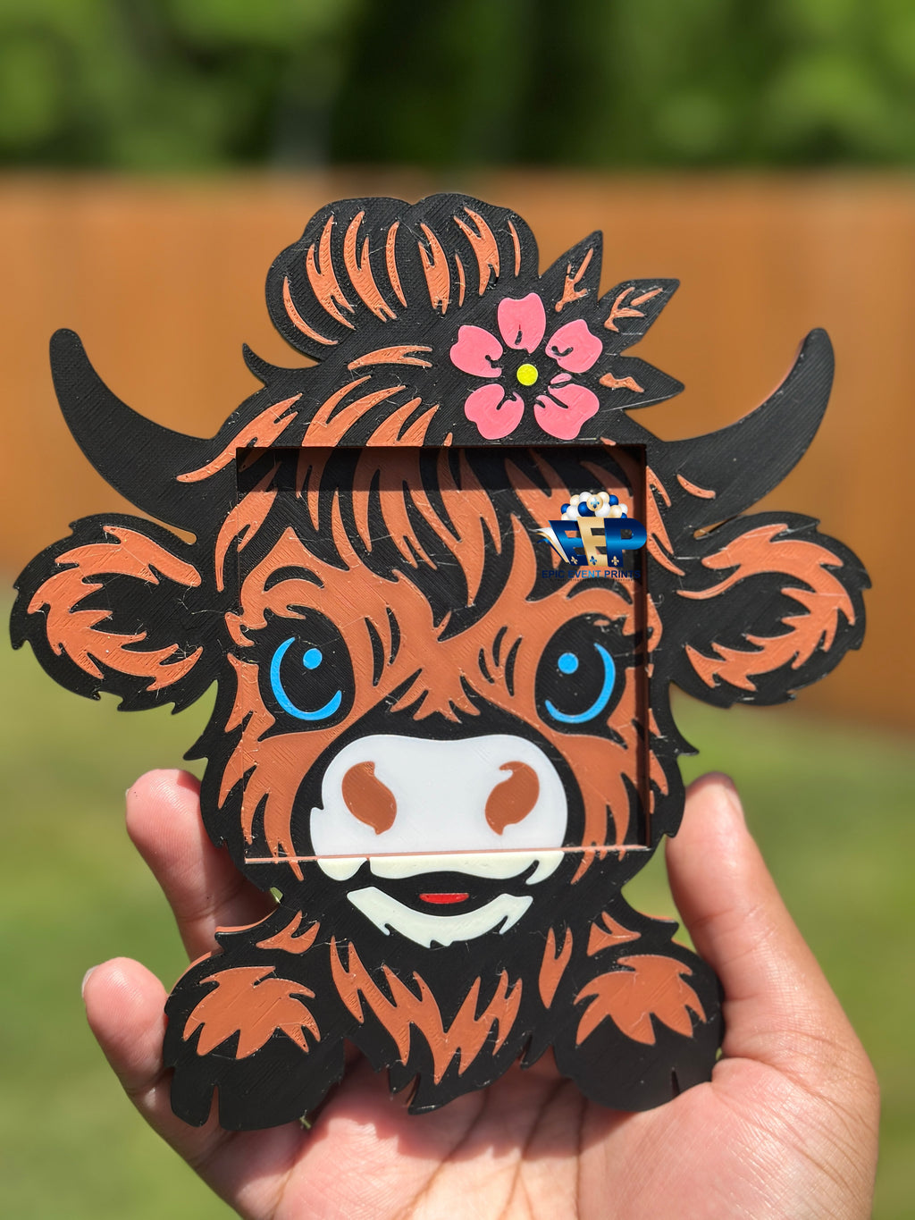 Highland Cow 3D Printed Desk Set | Pen Holder, Trinket Tray, Sticky Note Holder image 3