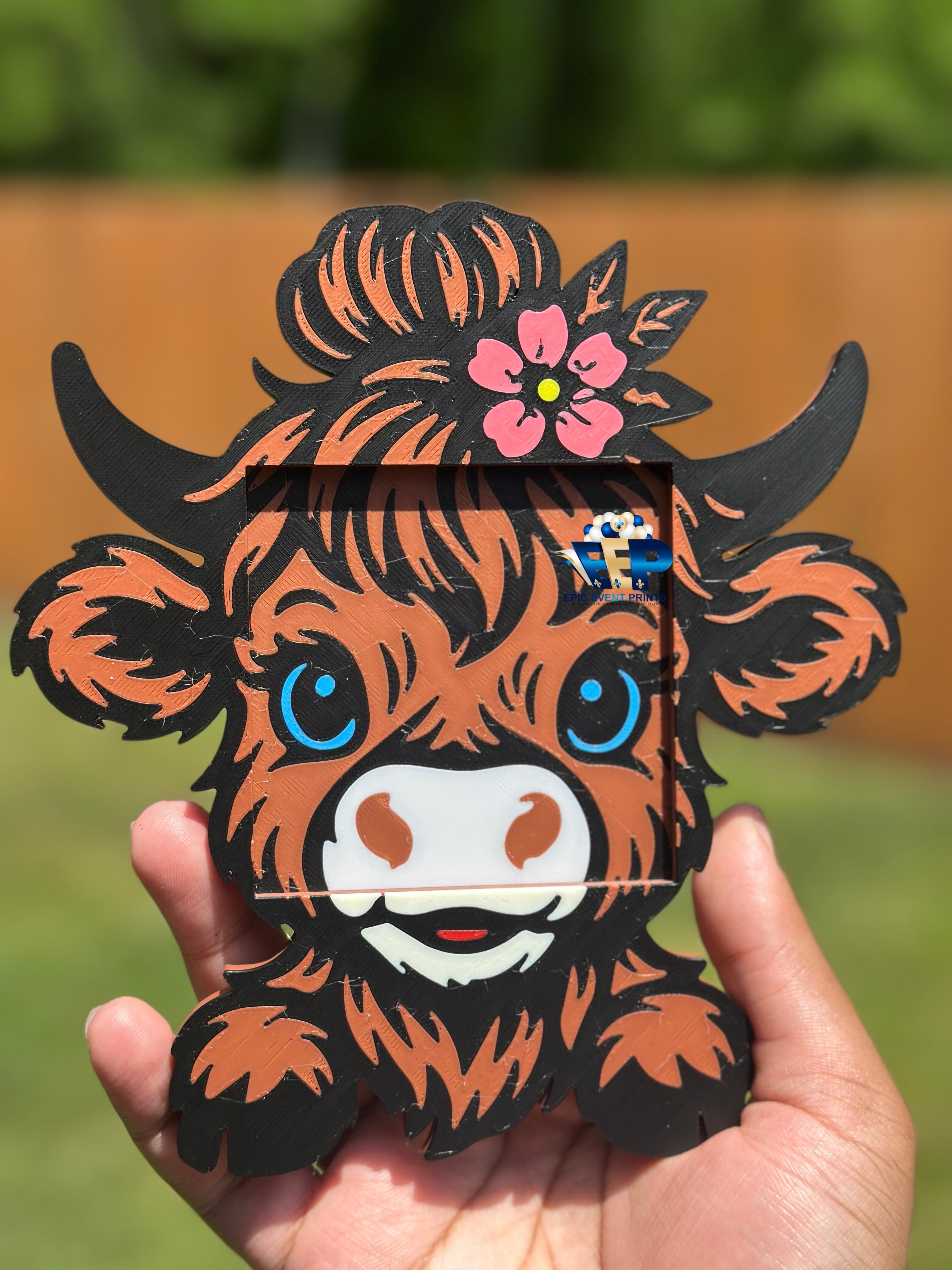 Highland Cow 3D Printed Desk Set | Pen Holder, Trinket Tray, Sticky Note Holder image 3