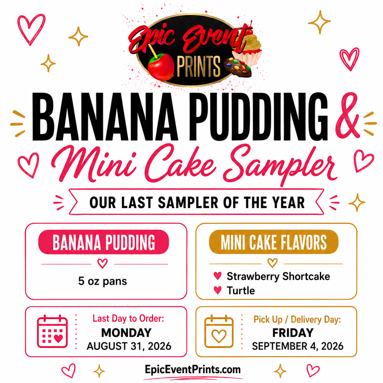 Banana Pudding & Mini Cake Sampler