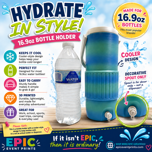 16.9 oz Bottle Holder Cooler Design | 3D Printed Water Bottle Holder image 0