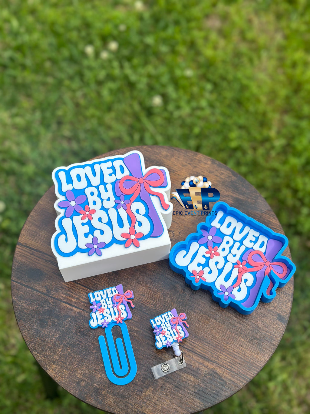 Loved by Jesus Badge Reel 3D Christian Accessory image 0