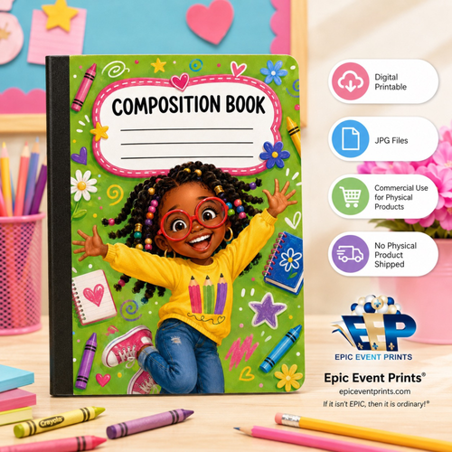 5 Printable Composition Notebook Covers | JPG Digital Download