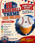 16 oz Baseball Theme Can Holder | 3D Printed Sports Drink Holder image 0