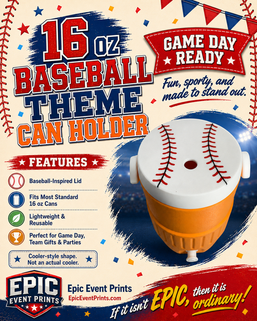 16 oz Baseball Theme Can Holder | 3D Printed Sports Drink Holder image 0