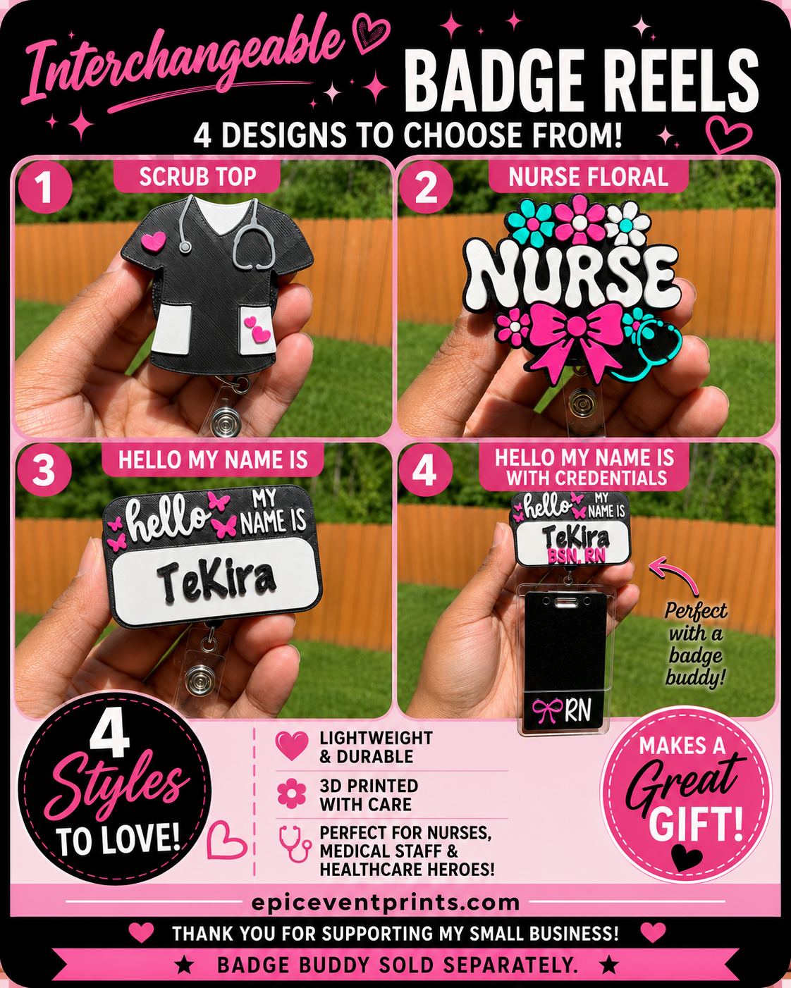 Pretty in Scrubs Interchangeable Badge Reel Set image 0
