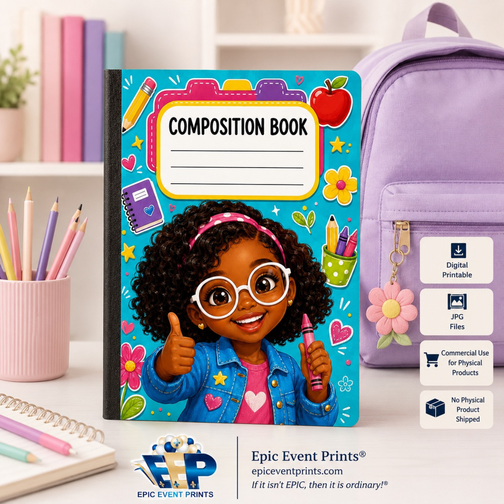 5 Printable Composition Notebook Covers | JPG Digital Download