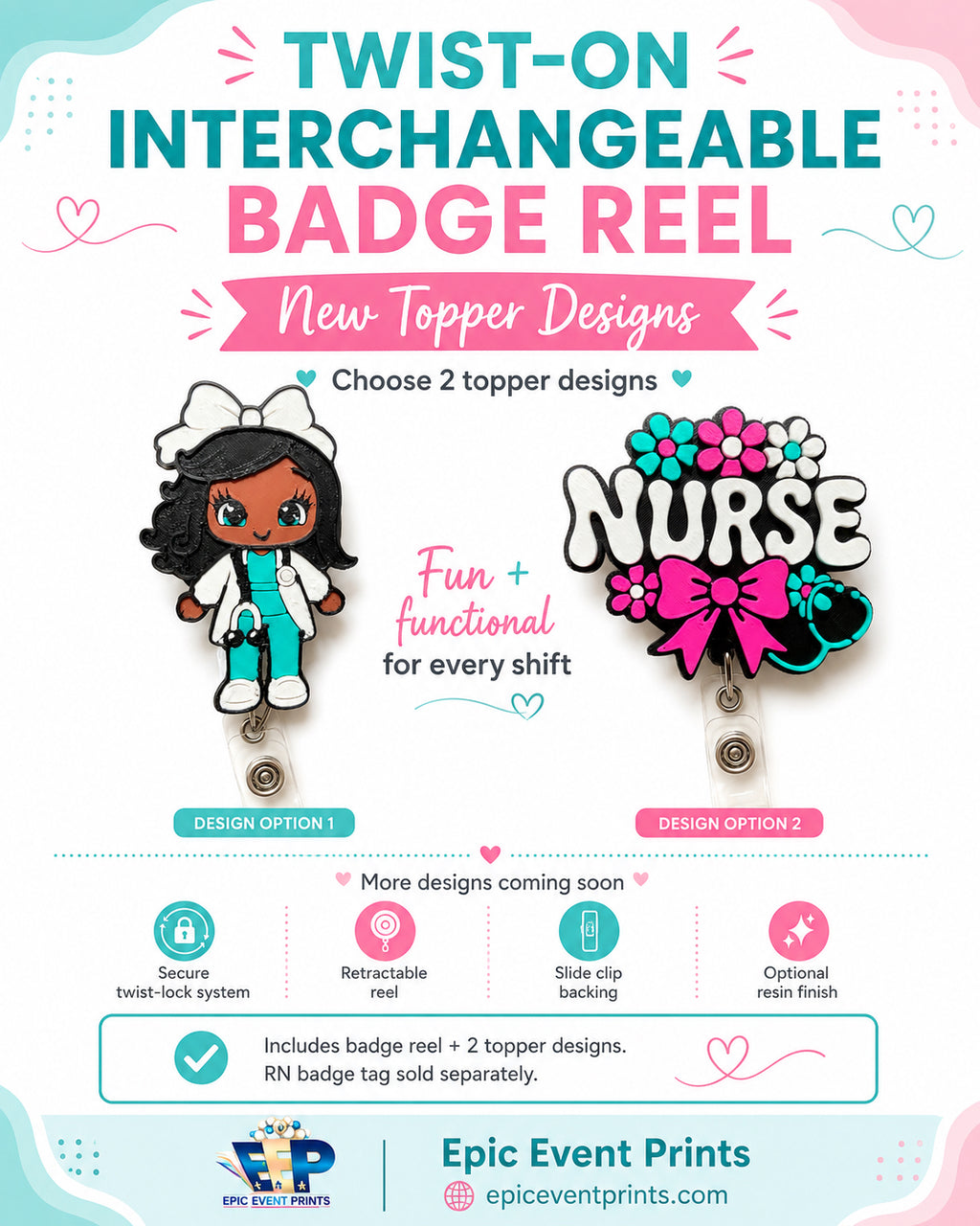 3D Printed Interchangeable Medical Badge Reel image 0
