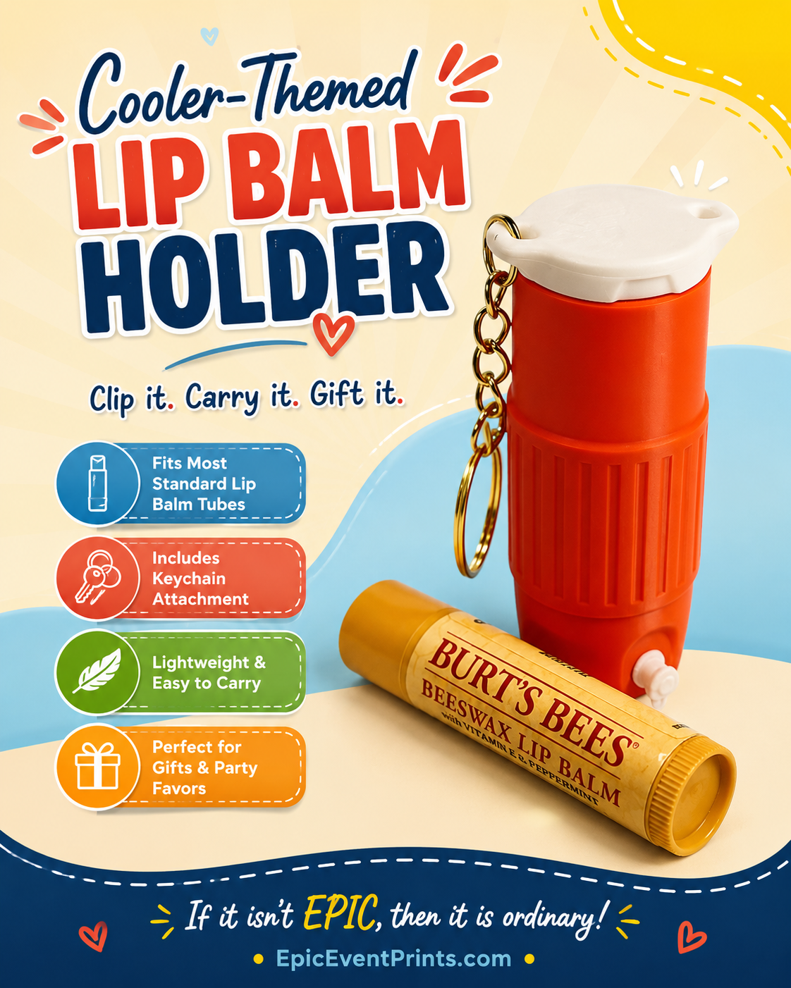 Cooler-Themed Lip Balm Keychain Holder | 3D Printed Gift image 0