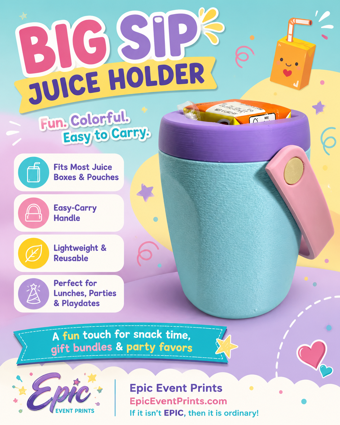 Big Sip Juice Holder | 3D Printed Drink Box Holder image 0