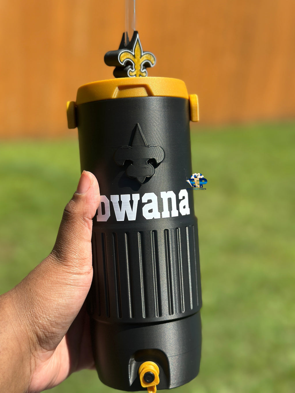 Sports Theme 16.9 oz Bottle Holder Cooler with Reusable Straw image 0