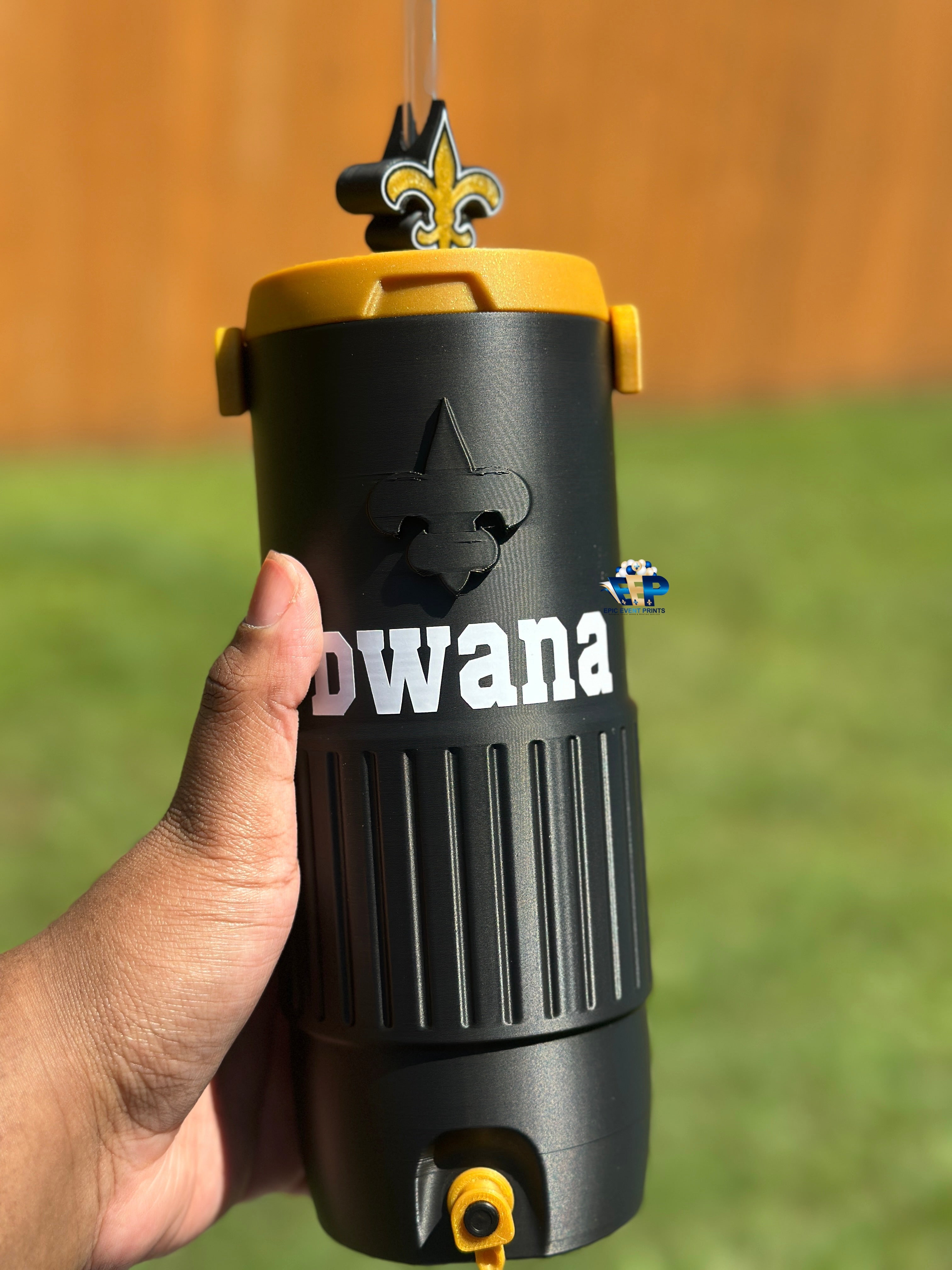 Sports Theme 16.9 oz Bottle Holder Cooler with Reusable Straw image 0