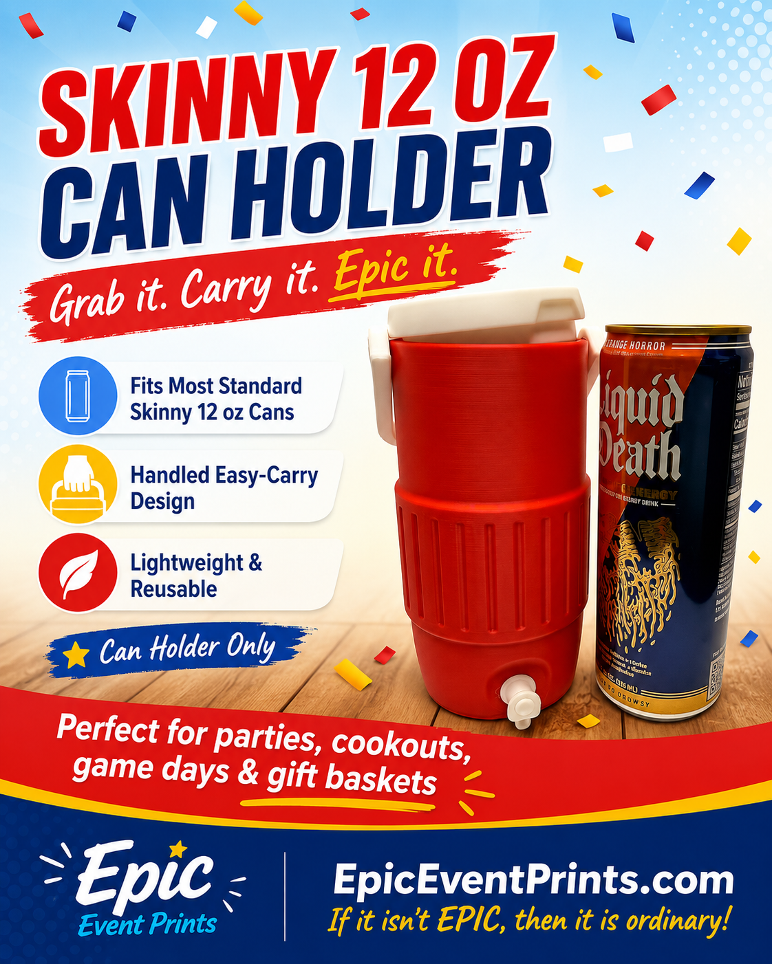 Skinny 12 oz Can Holder | 3D Printed Drink Holder image 0