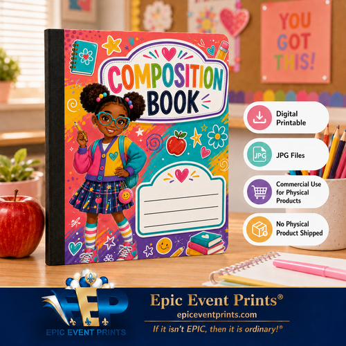 5 Printable Composition Notebook Covers | JPG Digital Download