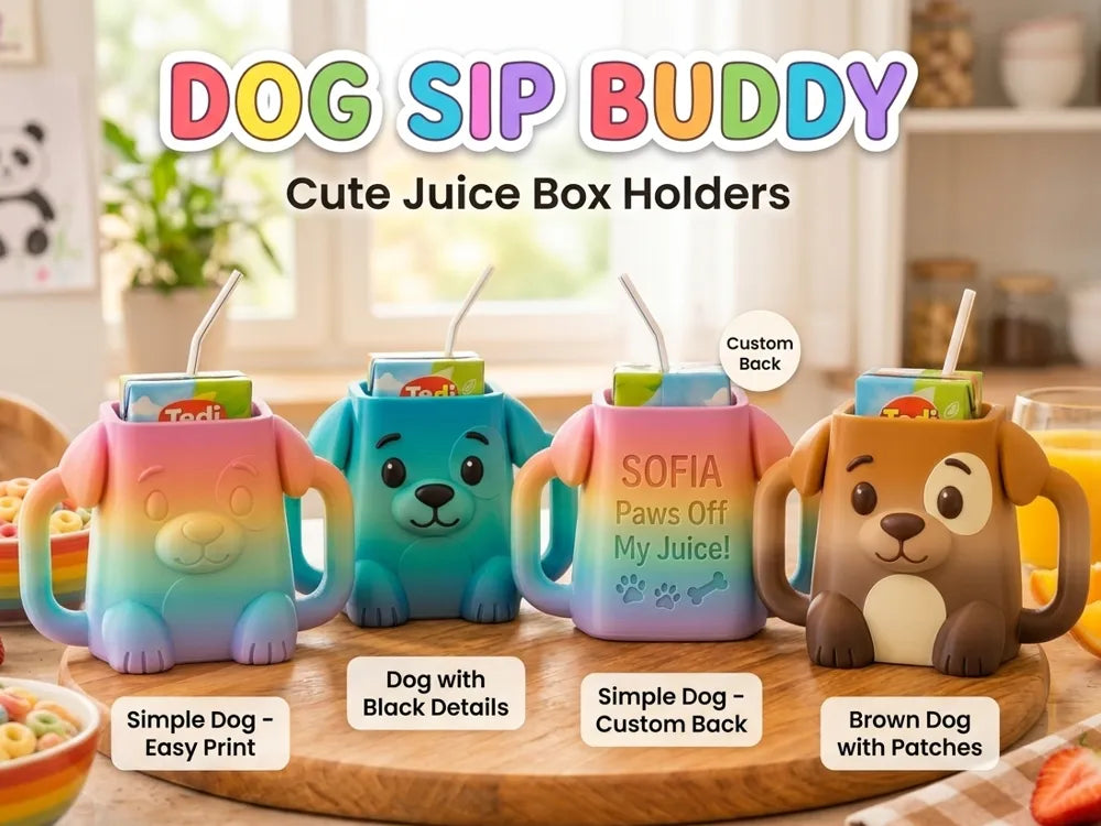 Puppy Theme Sip Buddy Custom Juice Box Holder for Kids image 0