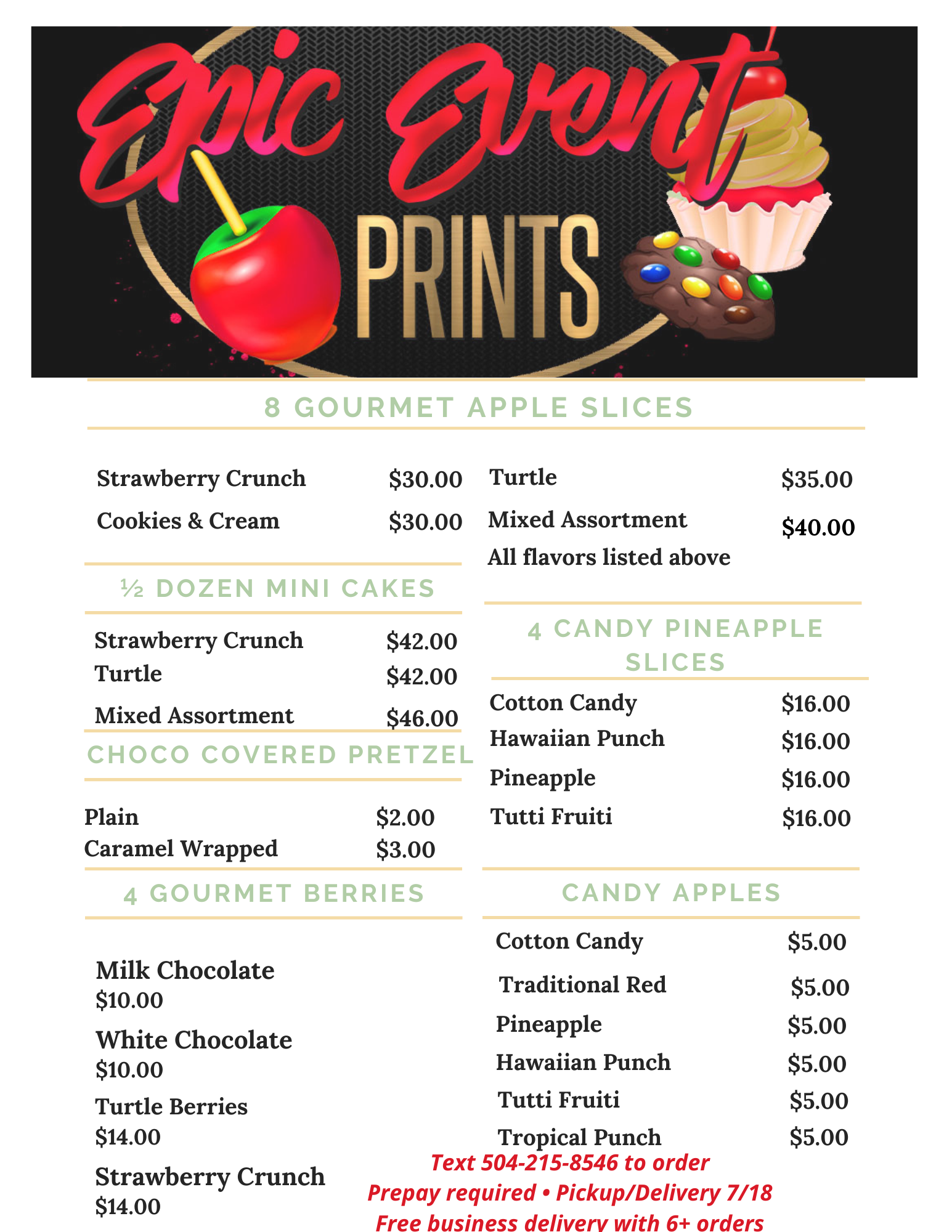EPIC Sweet Treats Preorder Menu image 0