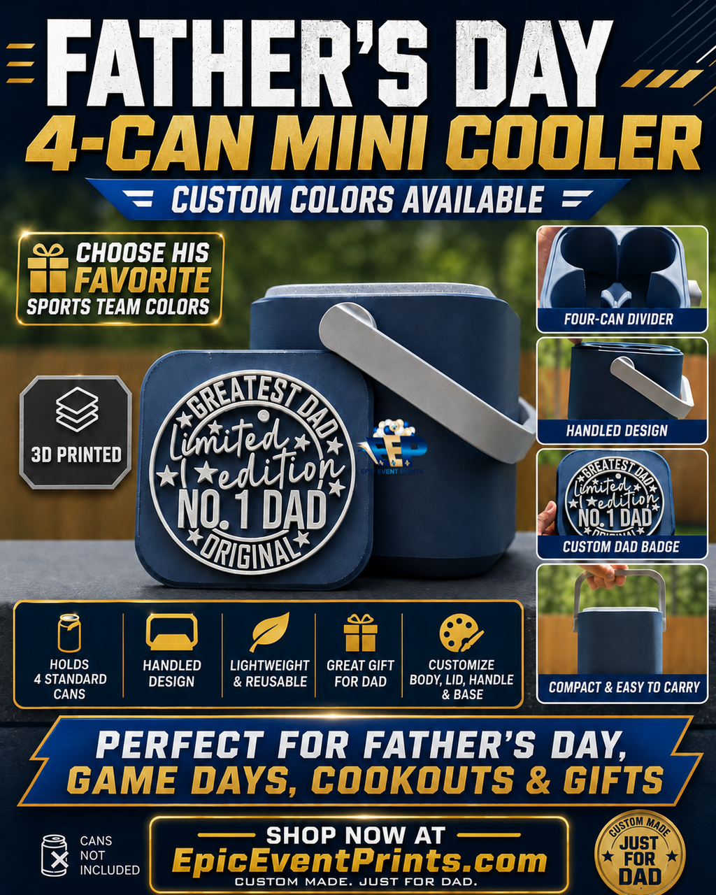 Father’s Day 3D Printed 4-Can Mini Cooler image 0