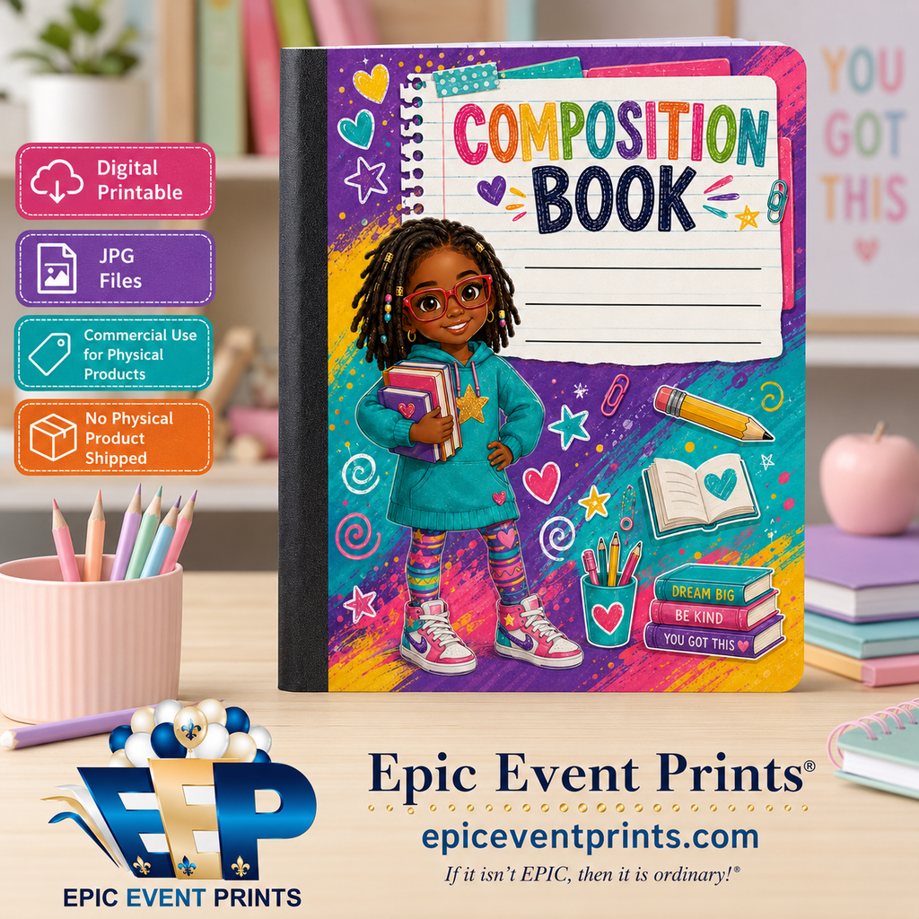5 Printable Composition Notebook Covers | JPG Digital Download