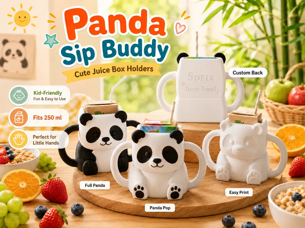 Panda Sip Buddy Custom Juice Box Holder for Kids image 0