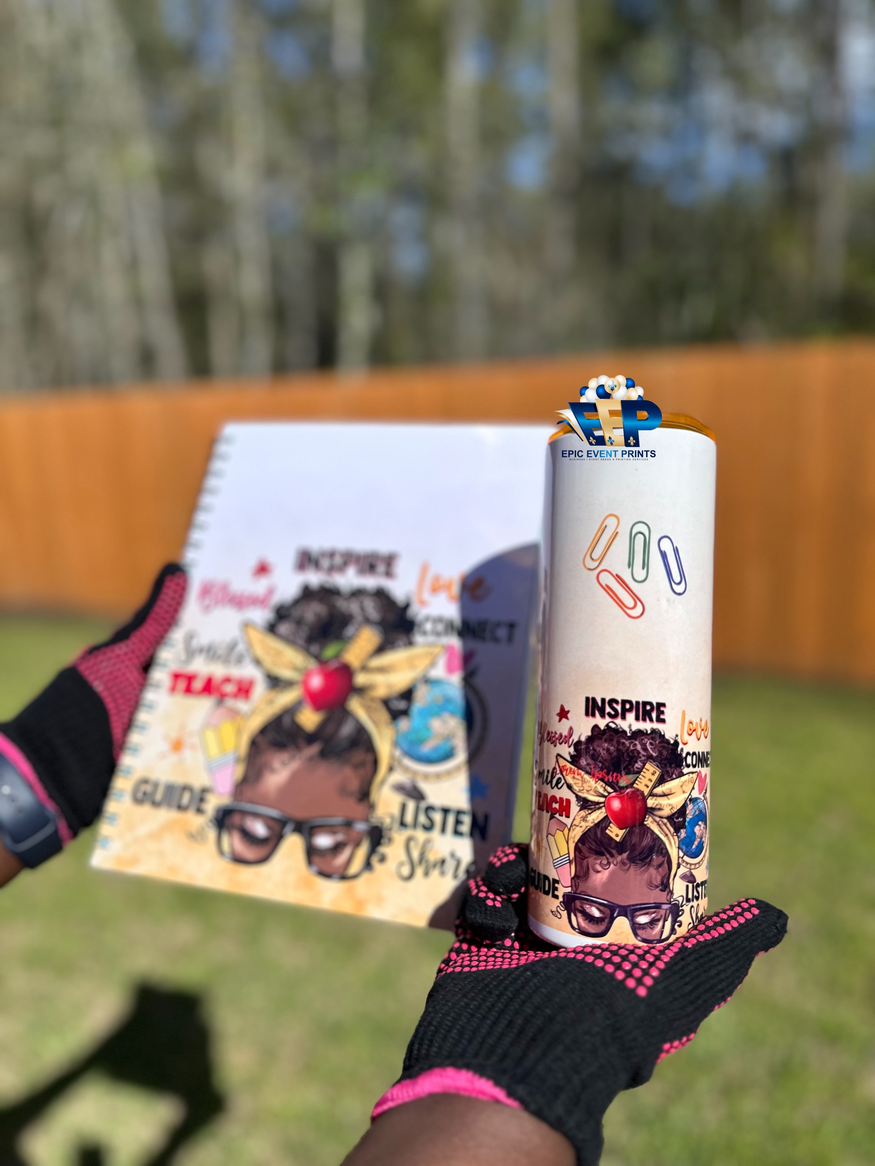 Educator Notebook + 20 oz Tumbler + Drink Coaster Combo image 1