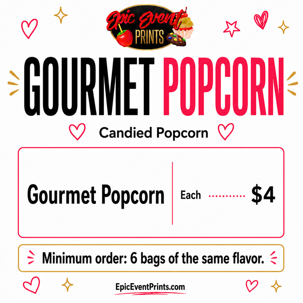 Gourmet Candied Popcorn - $4 each, minimum 6 bags per flavor