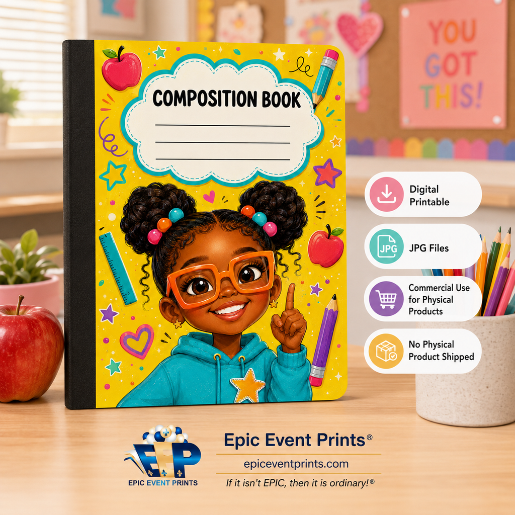 5 Printable Composition Notebook Covers | JPG Digital Download