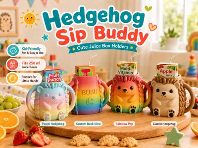 Hedgehog Sip Buddy Custom Juice Box Holder for Kids image 0