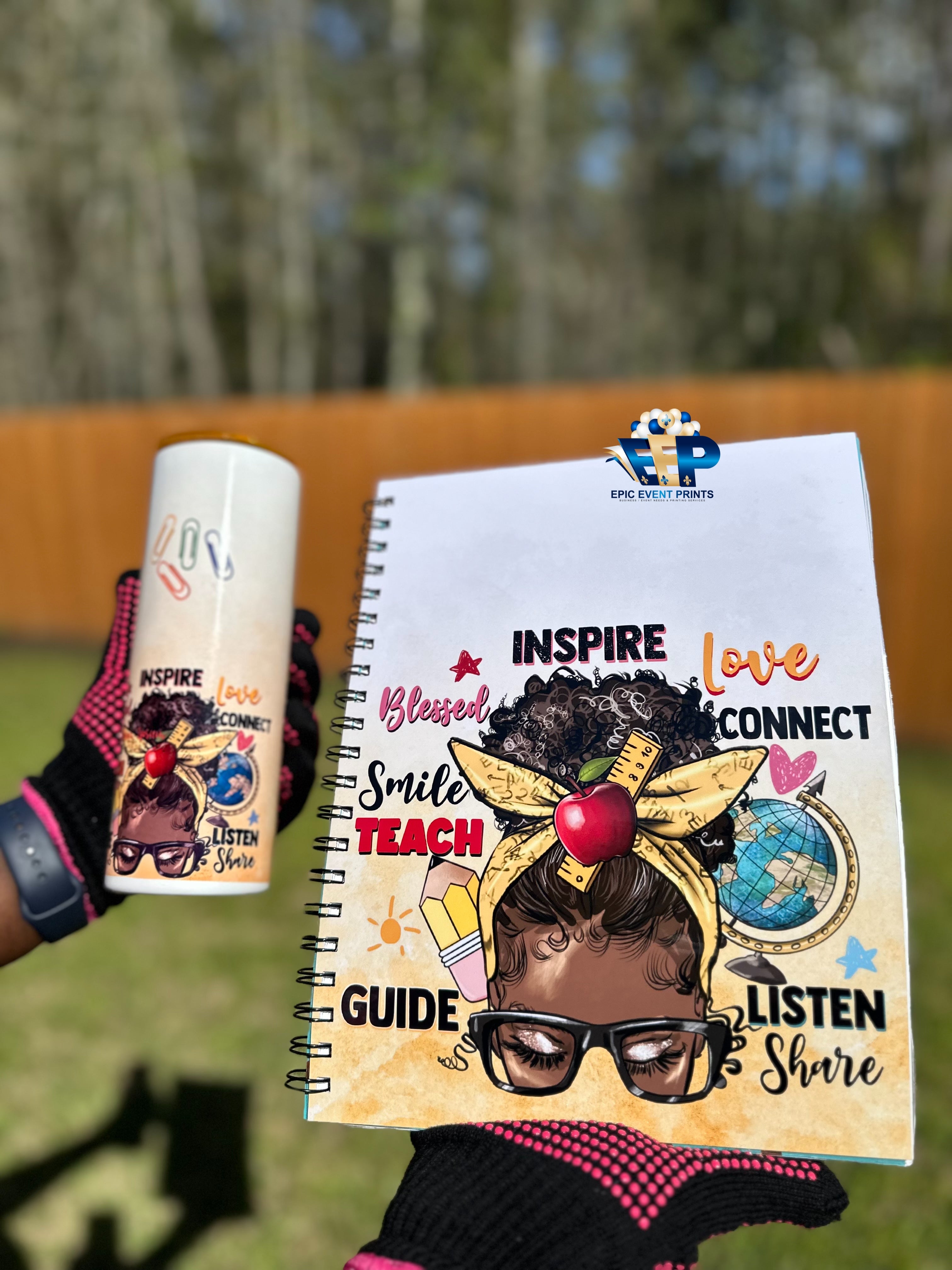 Educator Notebook + 20 oz Tumbler + Drink Coaster Combo image 0
